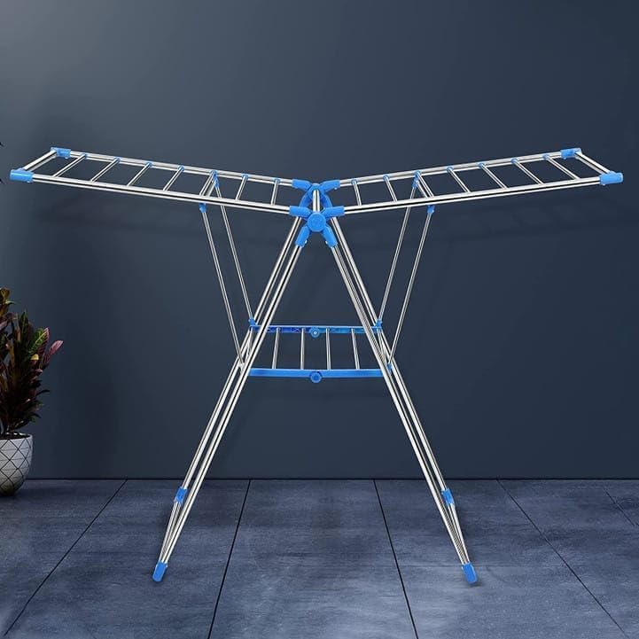 Harmony Home Foldable Stainless Steel Clothes Drying Rack | Multi-Tier Laundry Stand with Blue PVC Joints | Indoor & Outdoor - Image 3